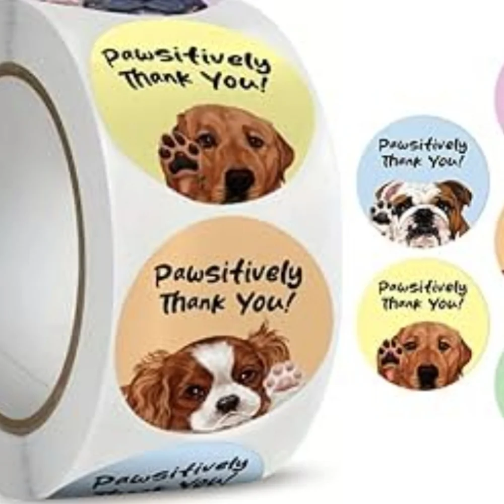 50 Dog Face Thank You stickers